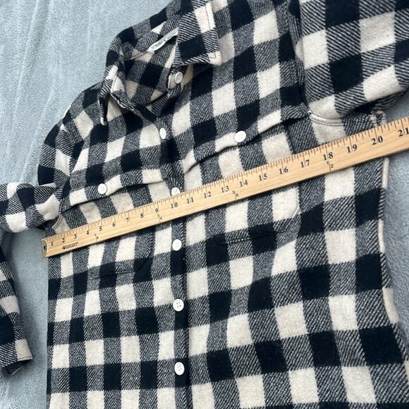 Woolrich S/M Women's Black, Ivory Plaid Shacket Shirt Jacket Wool Blend Button - Picture 9 of 16